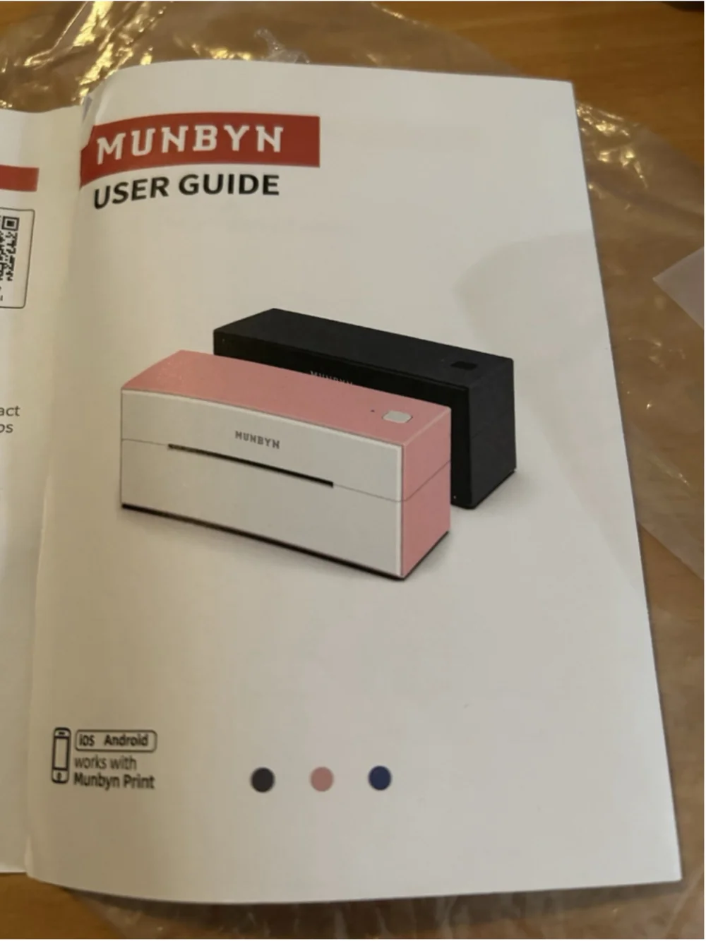 Munbyn Thermal Label Printer Model ITPP129B Pink Connection USB/Bluetooth